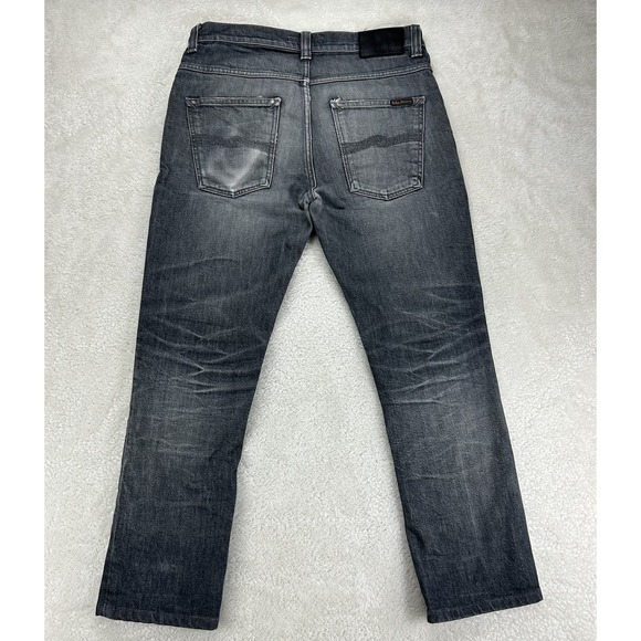 Nudie Jeans Co Grim Tim Jeans Men's 30x26 Crinkle Grey Button Fly Tag 31x32 - Picture 11 of 15